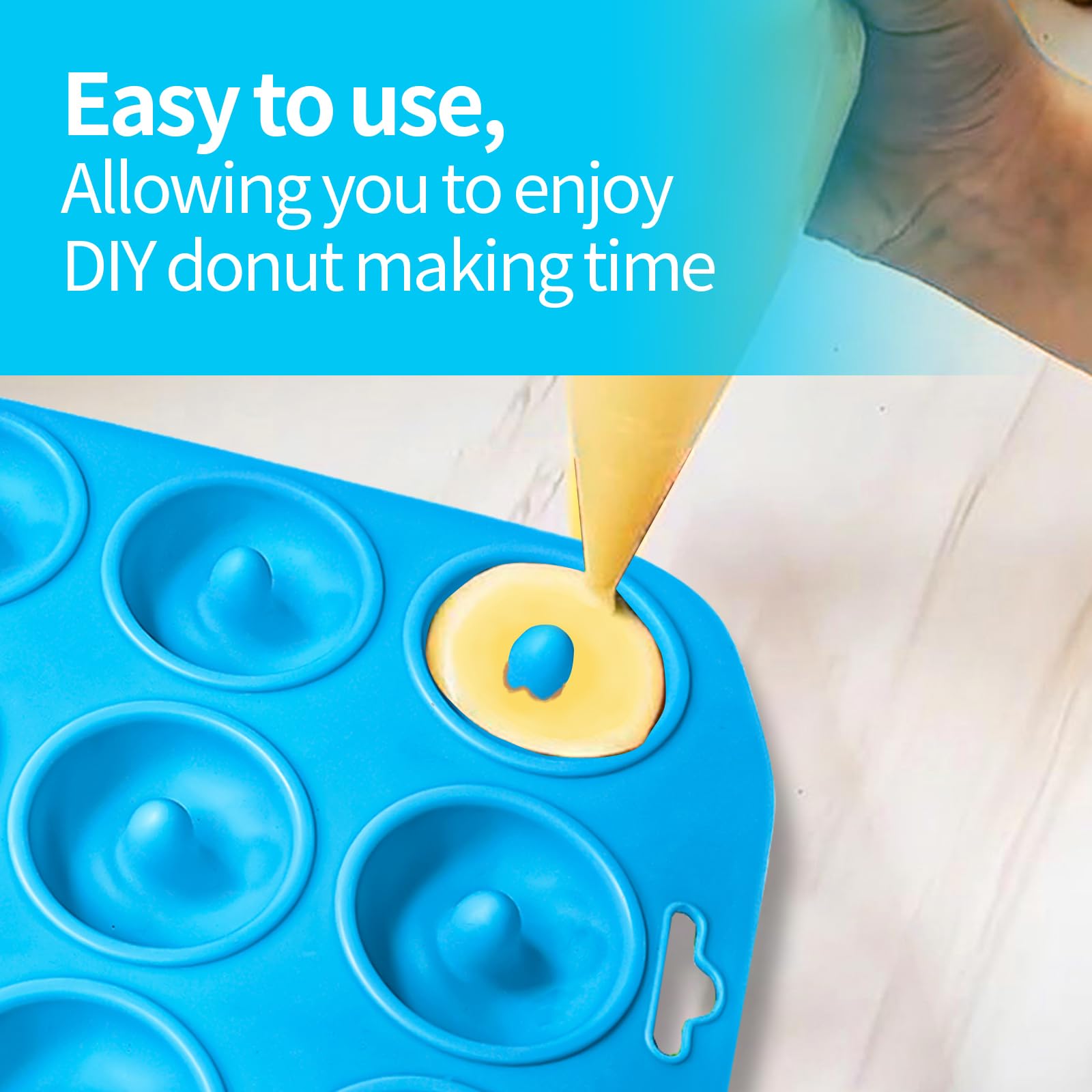 Cupidove mini donut mold with nonstick bottom for effortless baking cleanup.