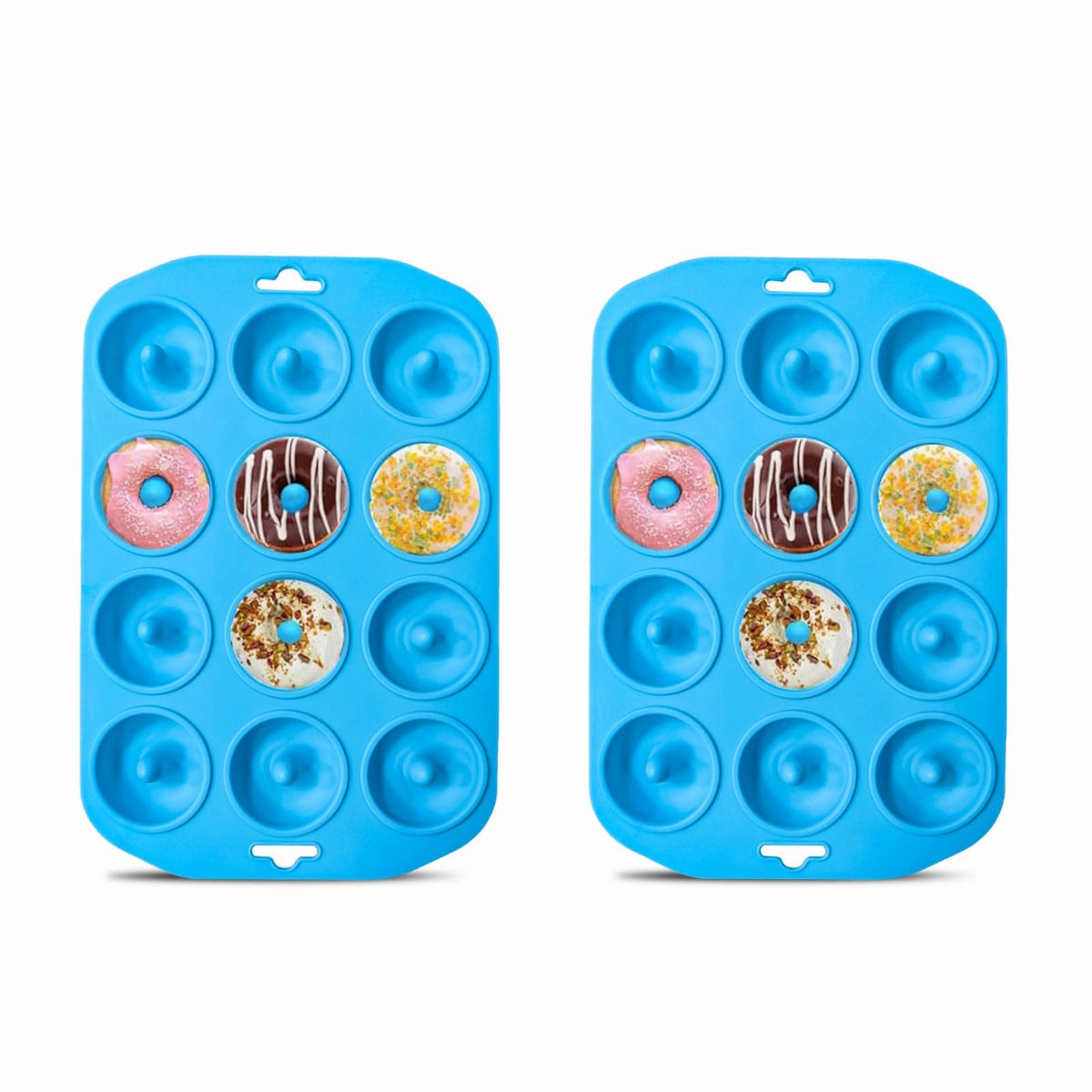 Cupidove silicone donut pan with 12 holes for even browning and easy release.