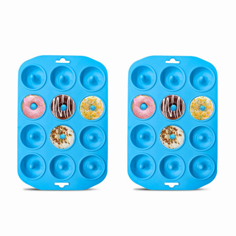Cupidove silicone donut pan with 12 holes for even browning and easy release.
