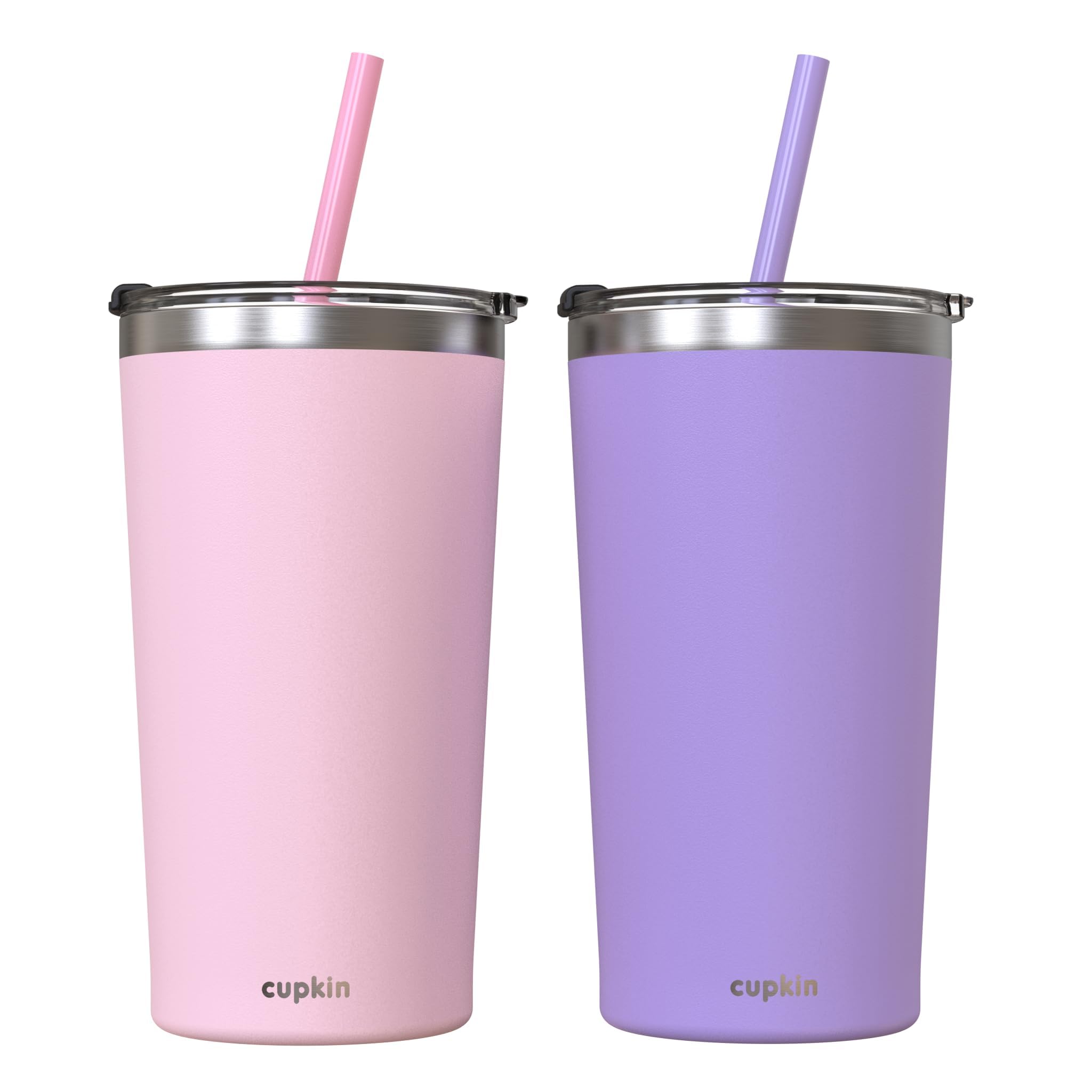 Cupkin stainless steel tumbler lid close-up showing spill-proof design for commuting