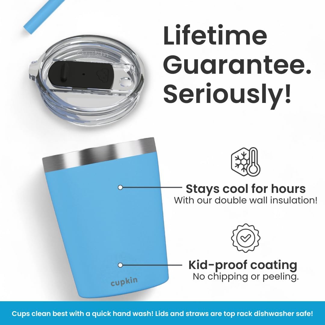 Cupkin stainless steel tumbler straw insert for mess-free sipping on the go