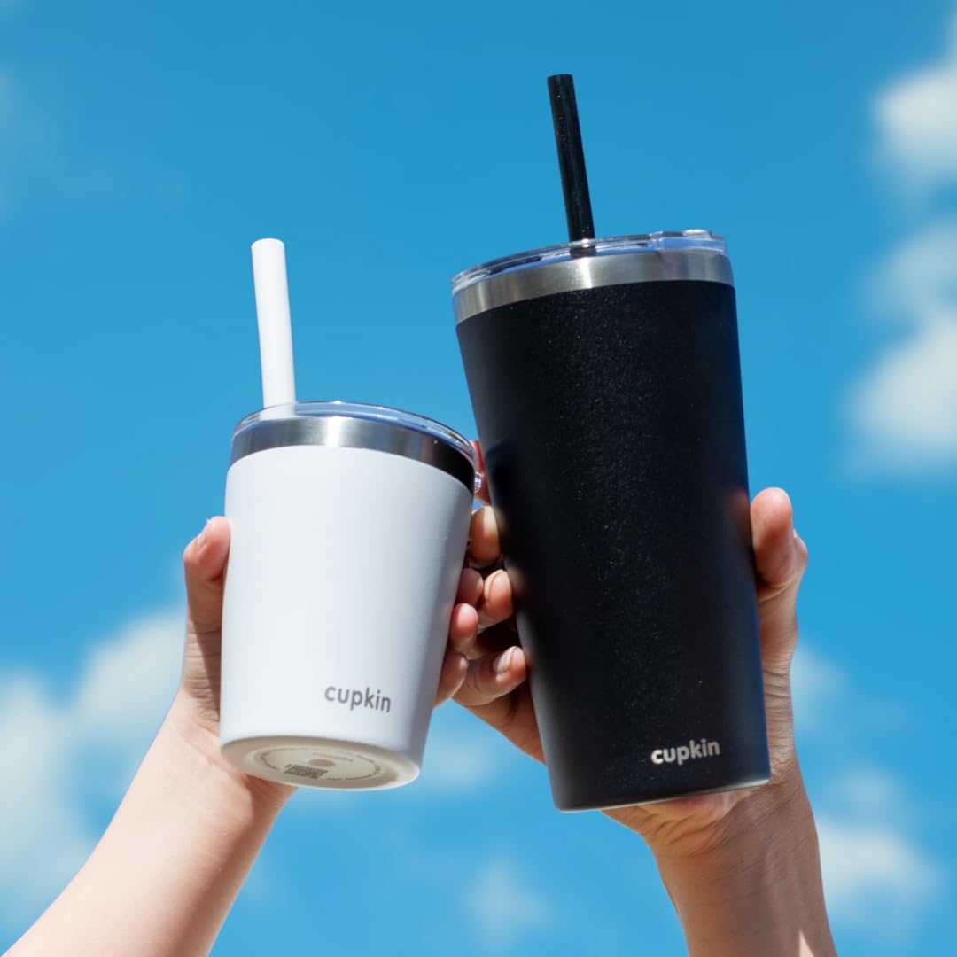 Cupkin stainless steel tumbler travel mug easy to carry on road trips