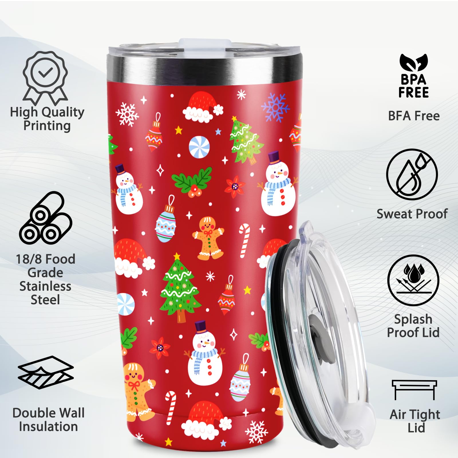 CUPLOOV red tumbler with 3D pattern texture, festive charm.