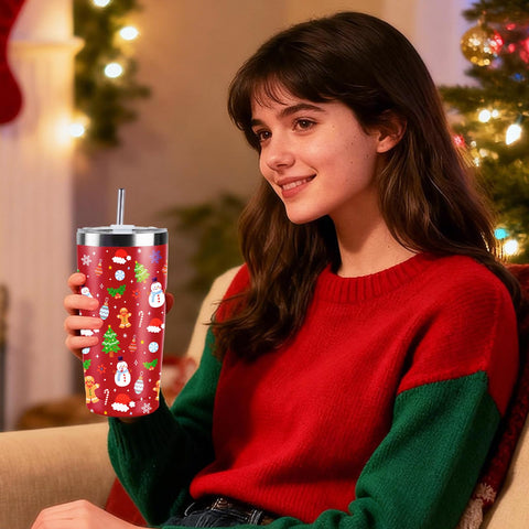 CUPLOOV tumbler with two lids, red, leak-free for daily use.