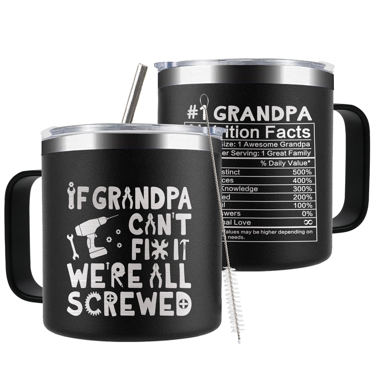 CUPLOOV Funny grandpa gifts 14oz tumbler with lid and straw for everyday use.