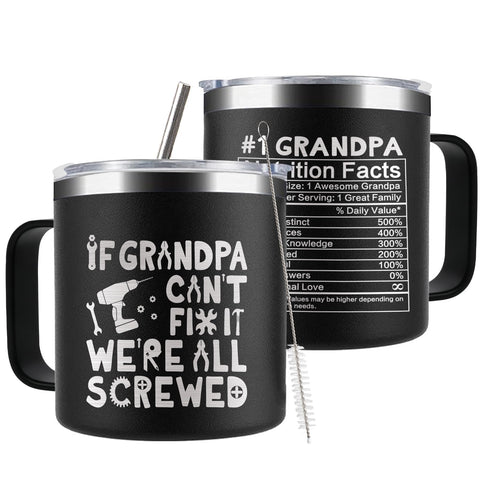 CUPLOOV Funny grandpa gifts 14oz tumbler with lid and straw for everyday use.