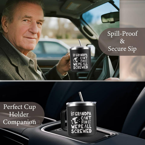 CUPLOOV If Grandpa Can't Fix It mug ready for chuckles and coffee.