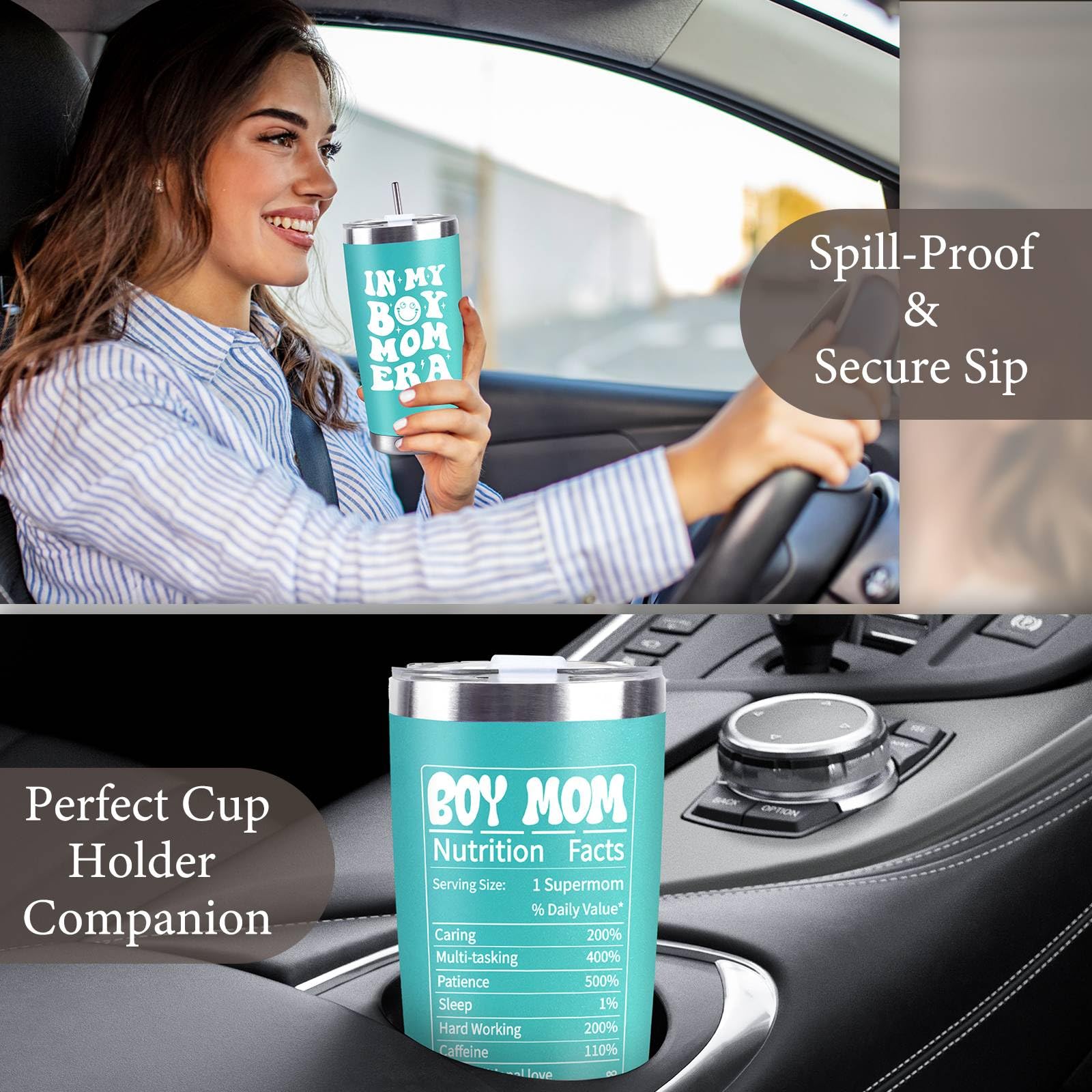 CUPLOOV playful blue design celebrates mom milestones during busy days