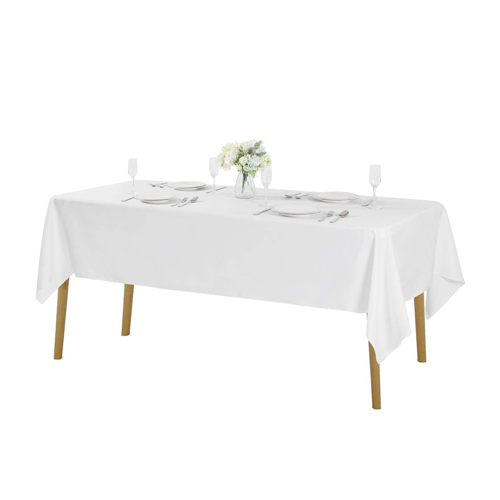 Cupuamon rectangle tablecloth 60x120 white with elegant edges for upscale dining