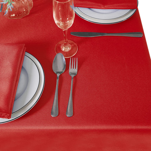 Cupuamon red tablecloth with hemmed edges for polished tables