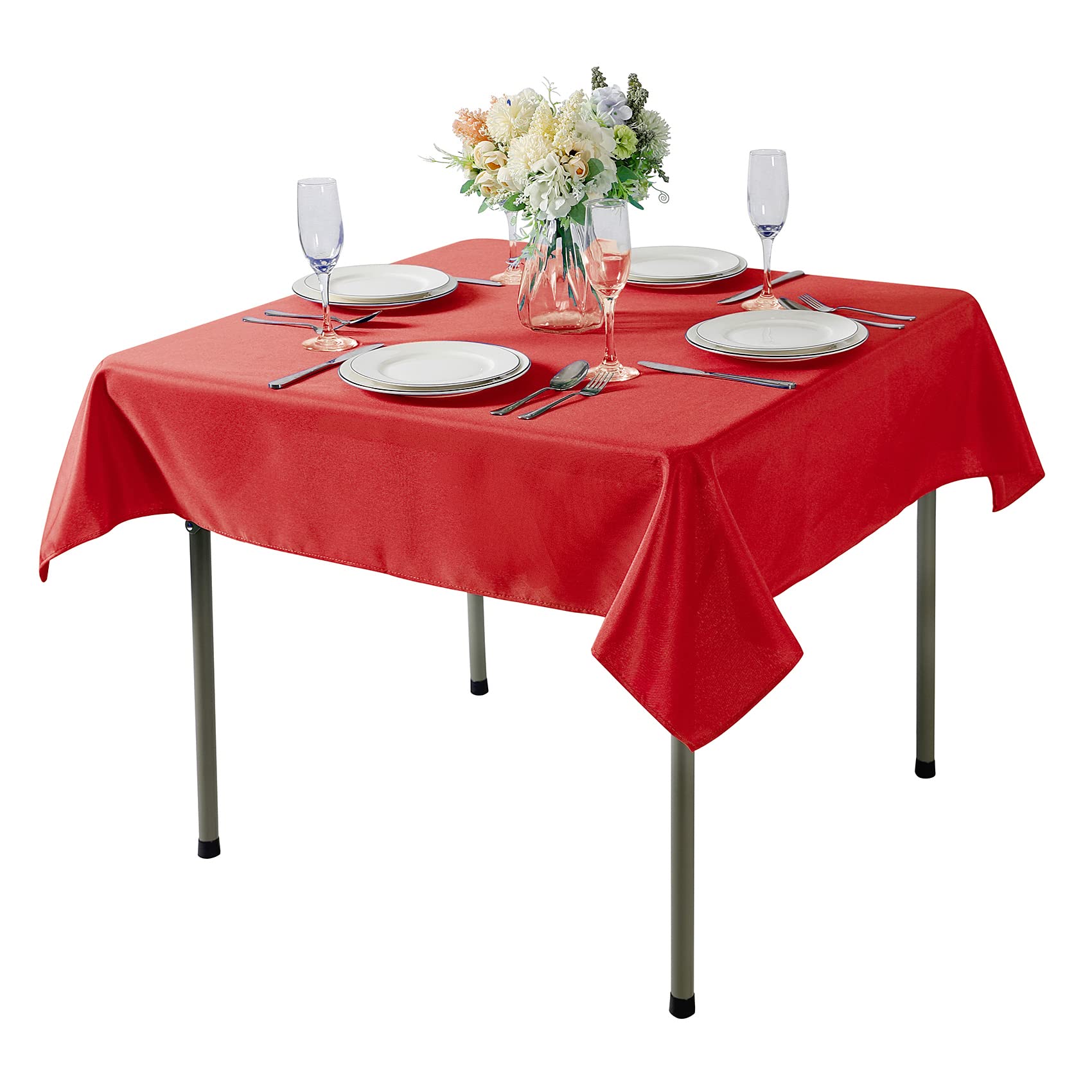 Cupuamon square tablecloth 70x70 red on table for elegant dinners
