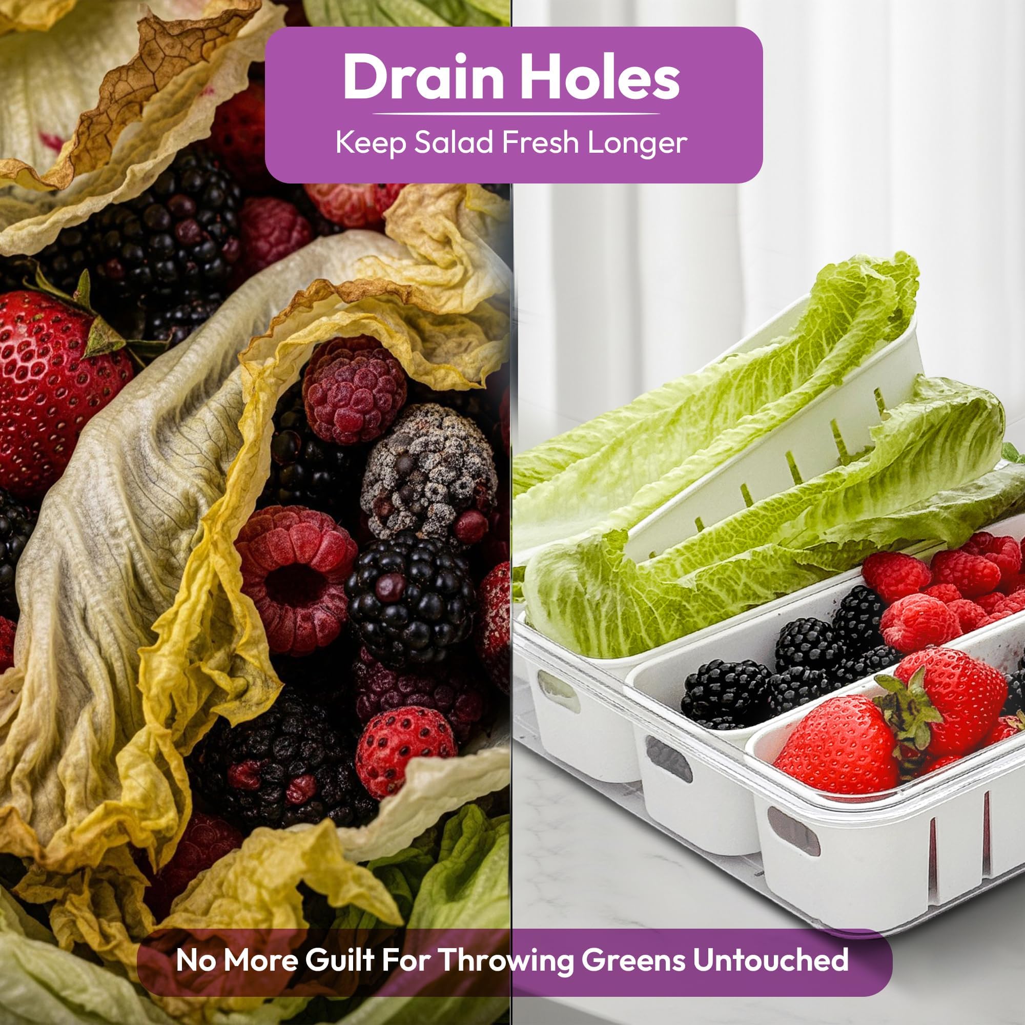 Curiocuterie container with clear lid for easy monitoring of produce