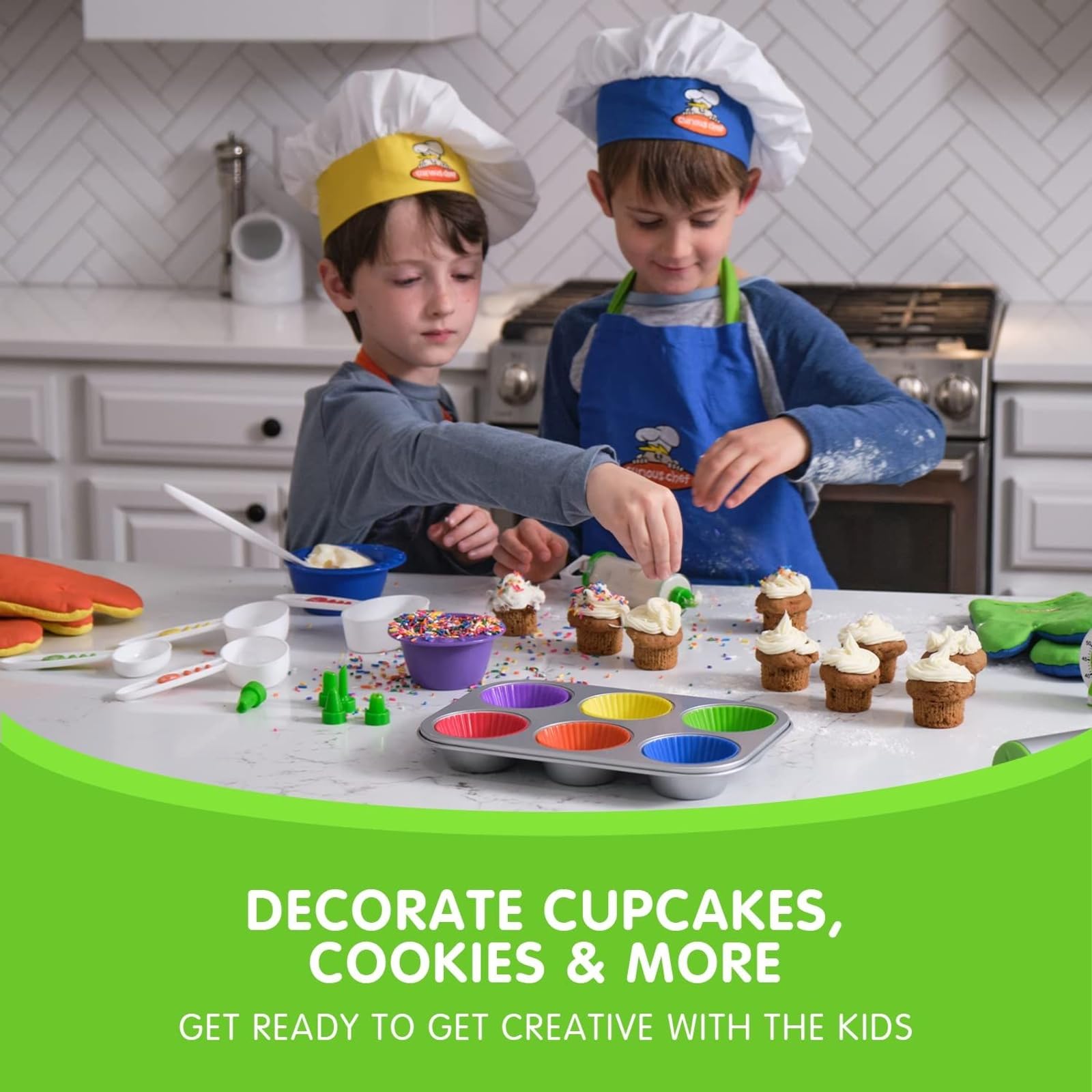 Curious Chef frosting spreader for smooth frosting on cupcakes.