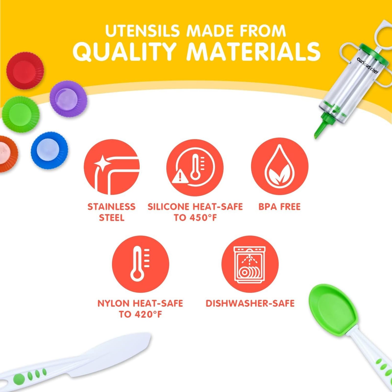 Curious Chef silicone liners provide colorful, easy-release baking for kids.