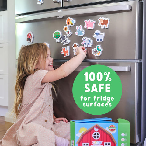 Curious Columbus chicken magnet fosters animal awareness and fine motor use.