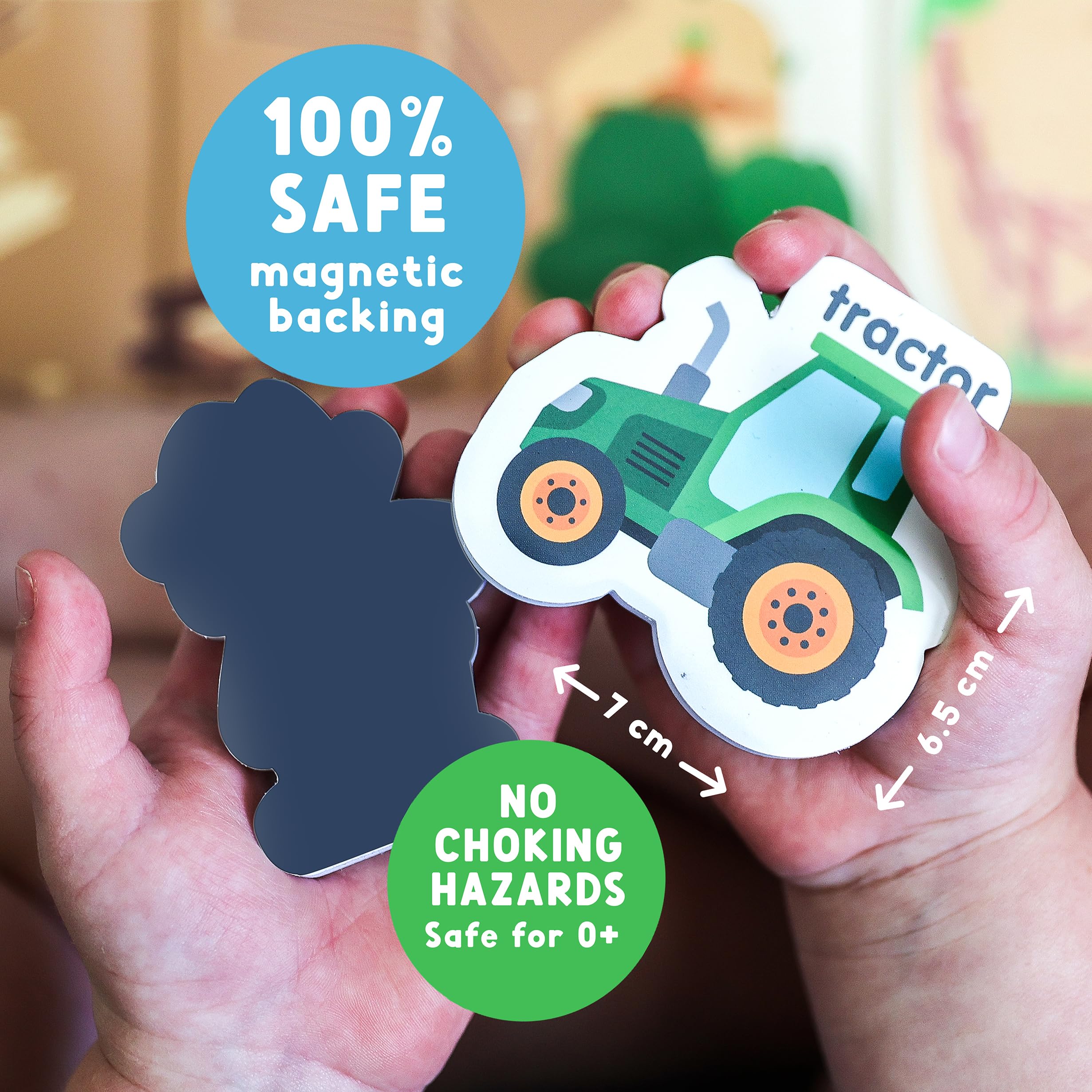 Curious Columbus pig magnet invites interactive language during play.