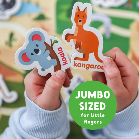 Curious Columbus lemur magnet introduces rainforest animals and vocabulary.