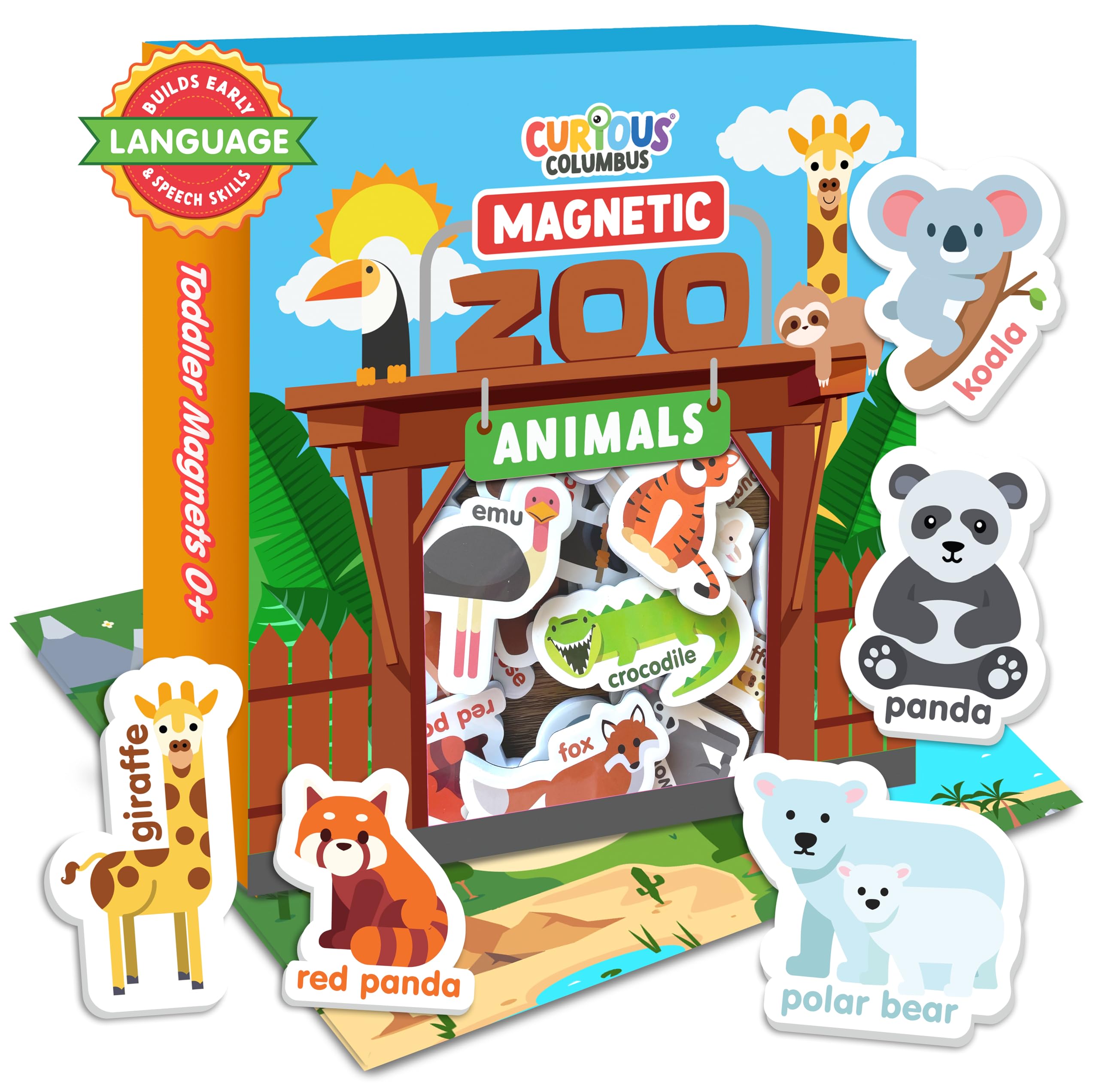 Curious Columbus lion magnet boosts animal recognition and vocabulary for toddlers.