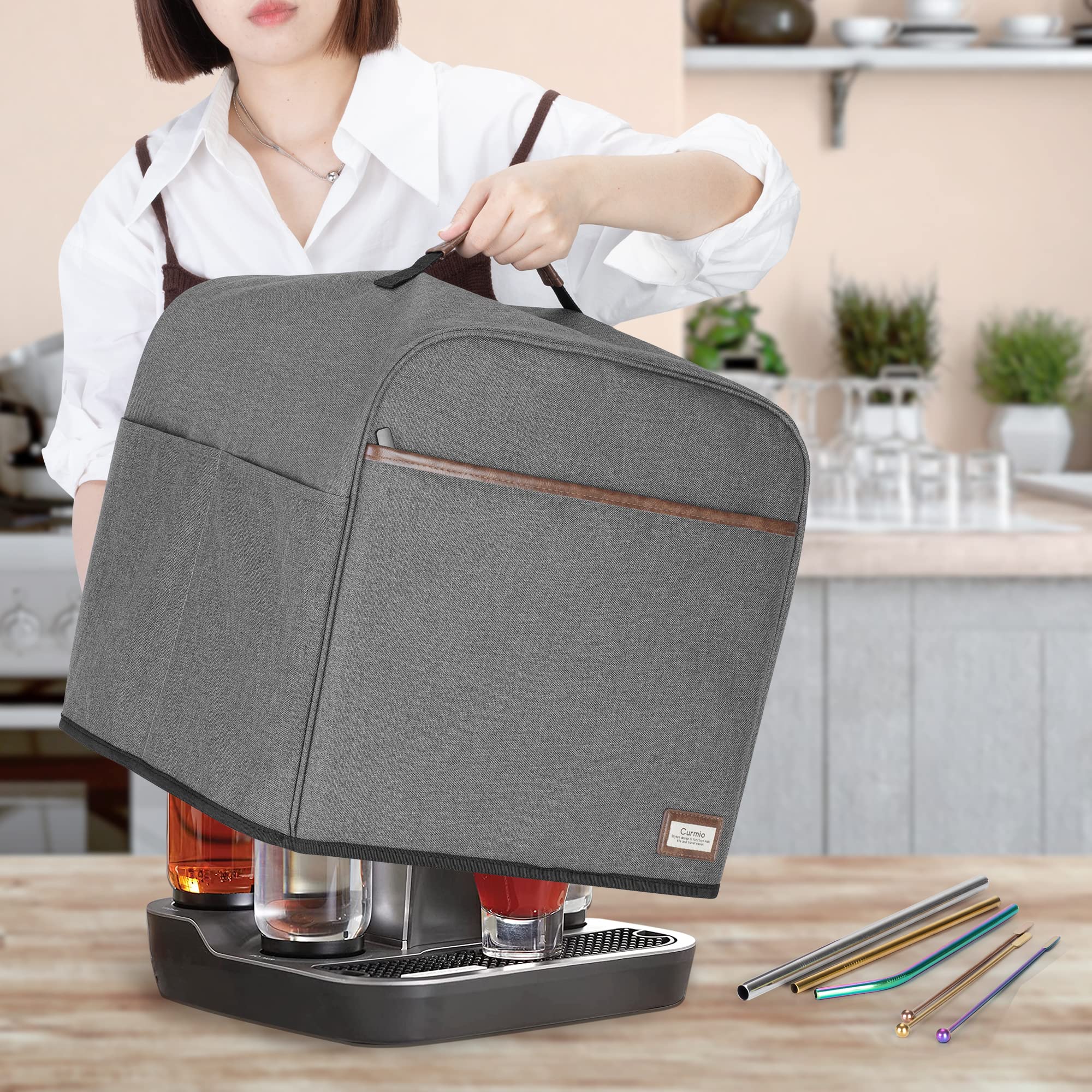 CURMIO dust cover side pocket stores accessories and recipe cards