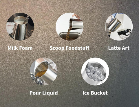 Curta pour spout enables clean transfer and reduced drips during pouring.