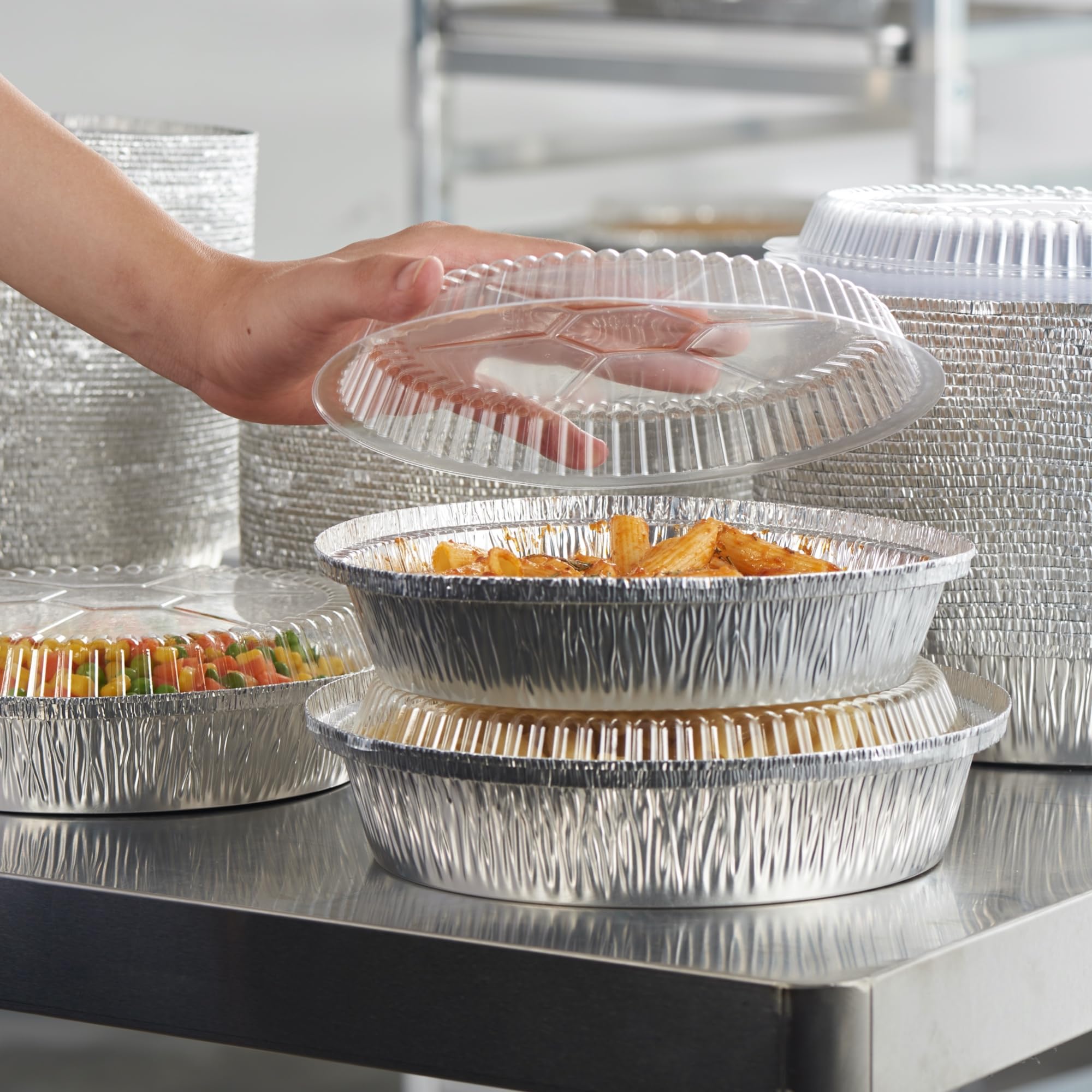 CURTA takeout foil pan in a 30-pack keeps meals organized on the go.