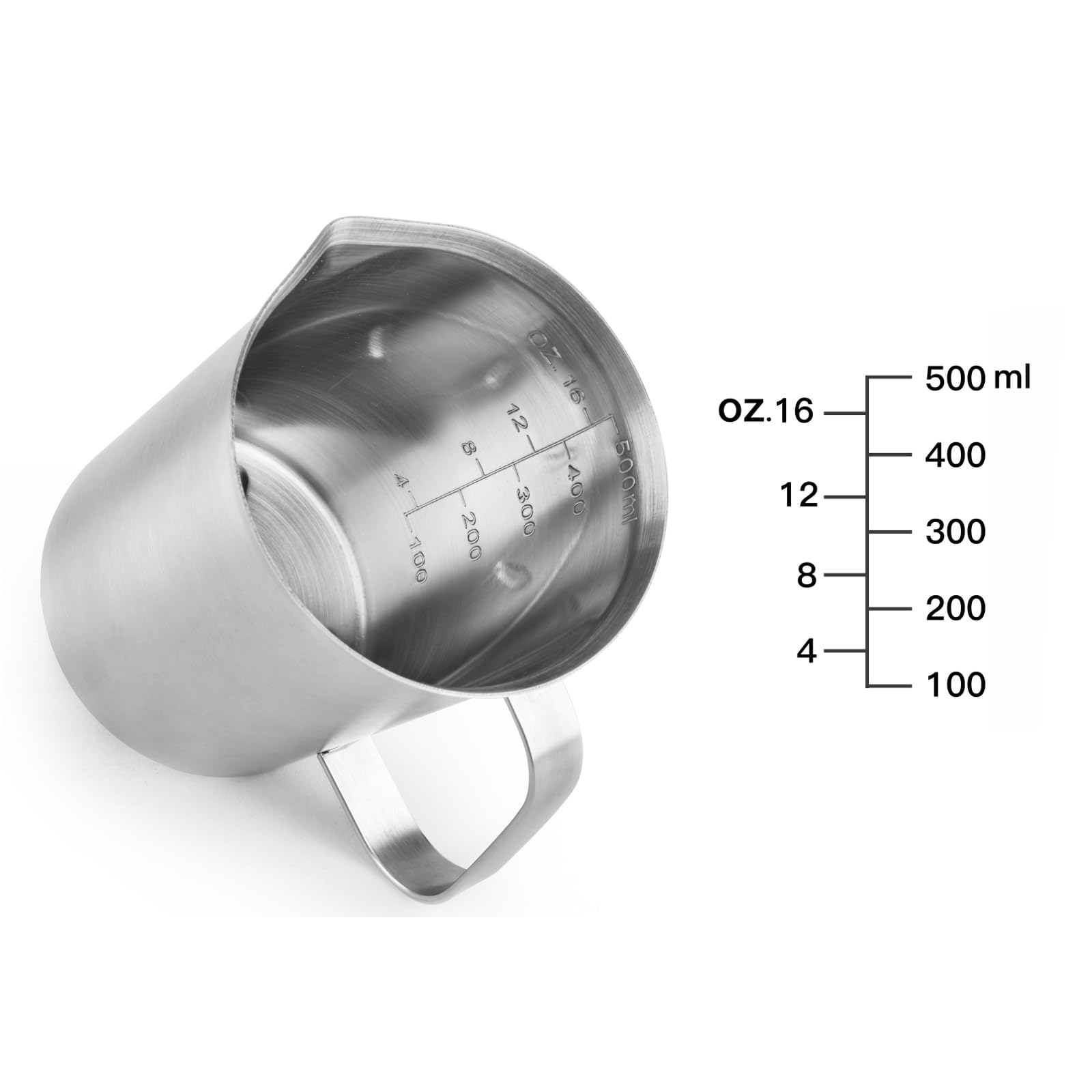 Curta wide-mouth, dishwasher-safe measuring cup design for easy filling and cleaning.