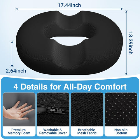 CushZone donut pillow with breathable cover keeps you cool and comfortable