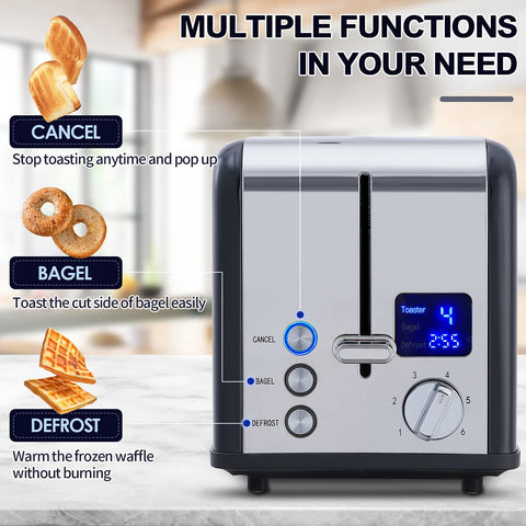 CUSIMAX 2-Slice Toaster stainless-steel housing offers durable, stylish kitchen appliance