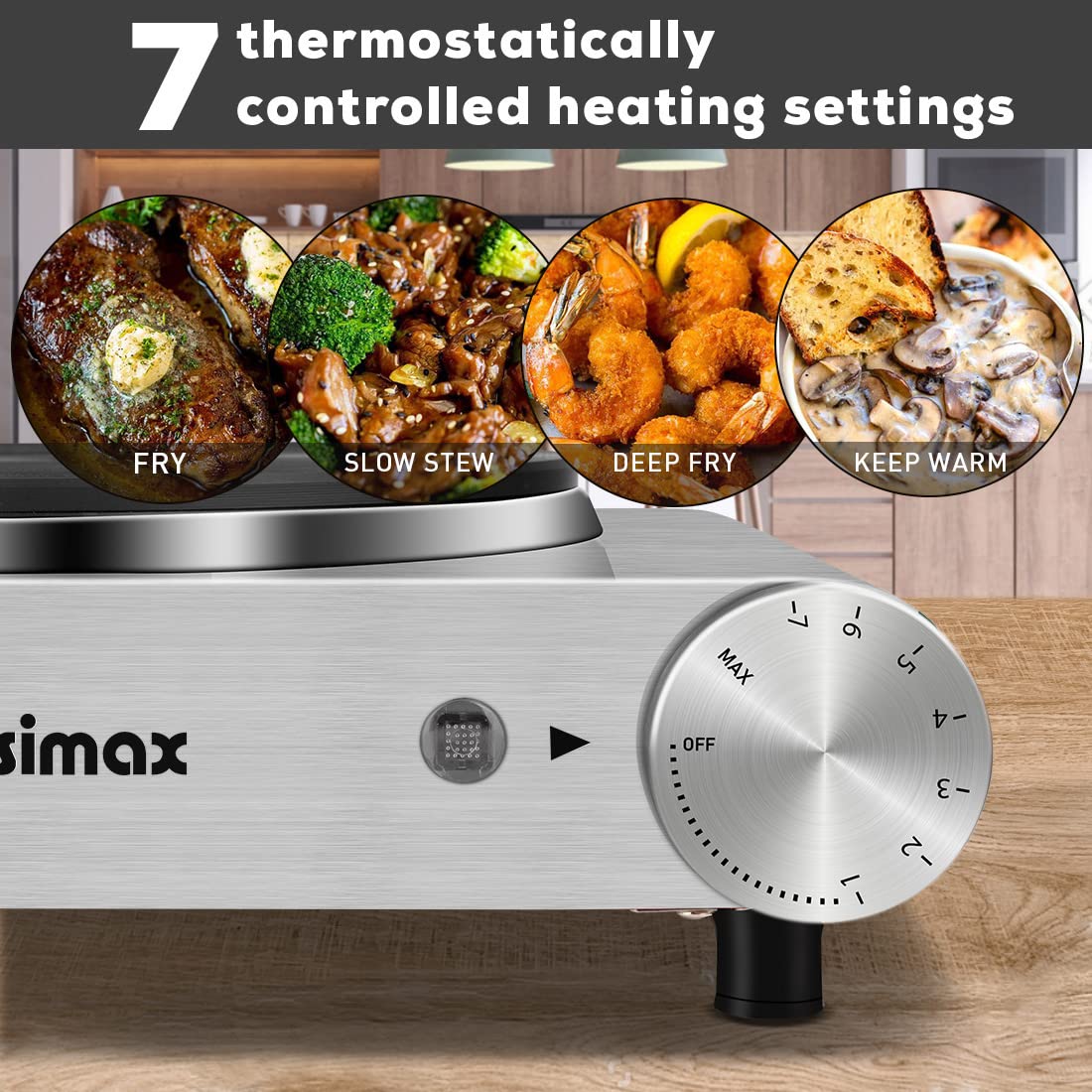 CUSIMAX hot plate compatible with all cookware sizes and types