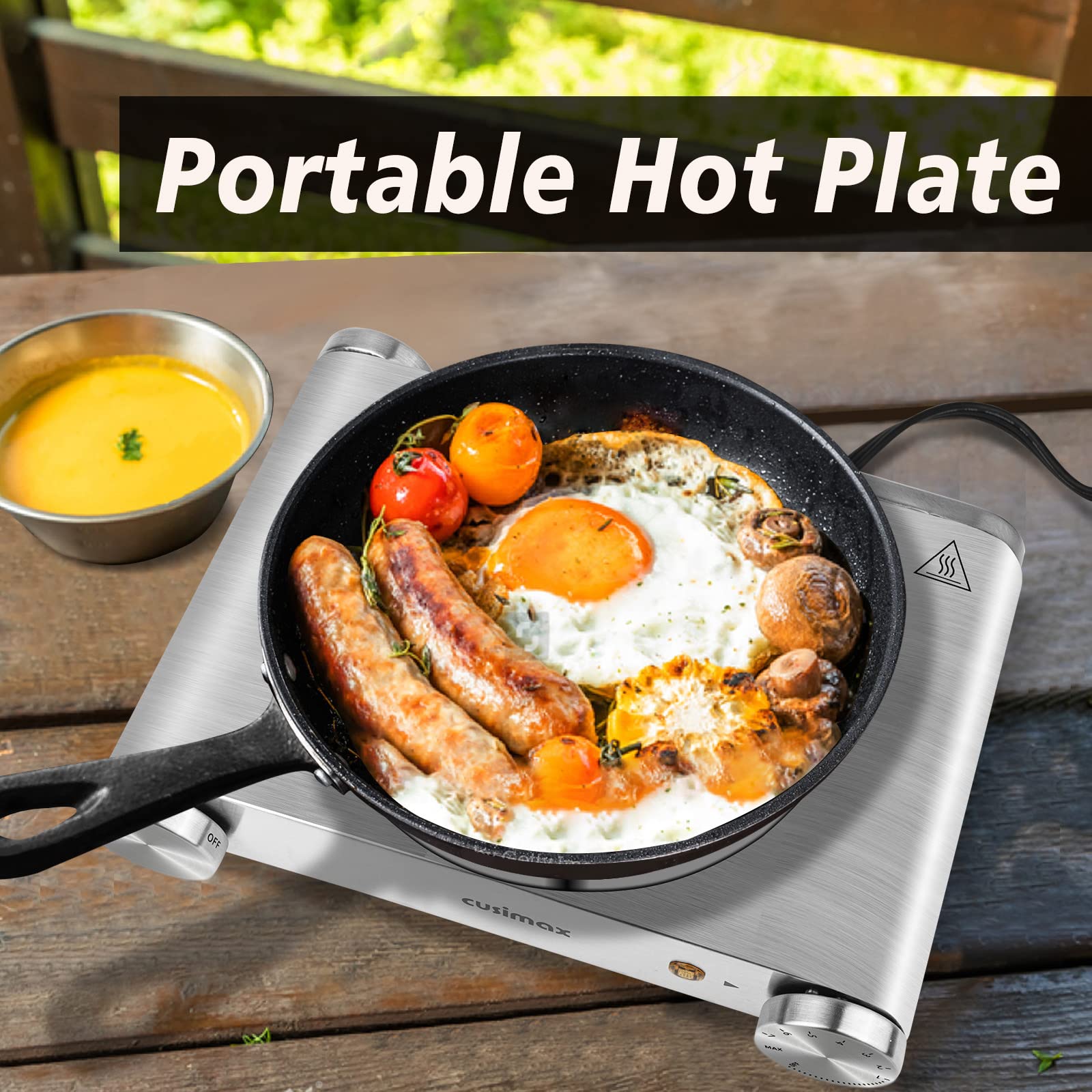 CUSIMAX all-cookware compatible burner works with glass and aluminum pots.