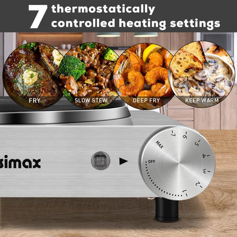 CUSIMAX hot plate compatible with all cookware sizes and types