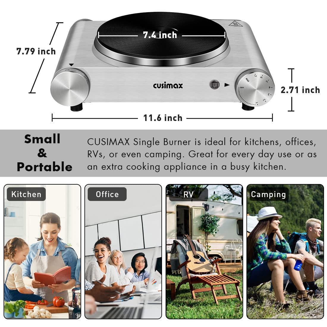 CUSIMAX durable cast-iron cooktop withstands frequent use