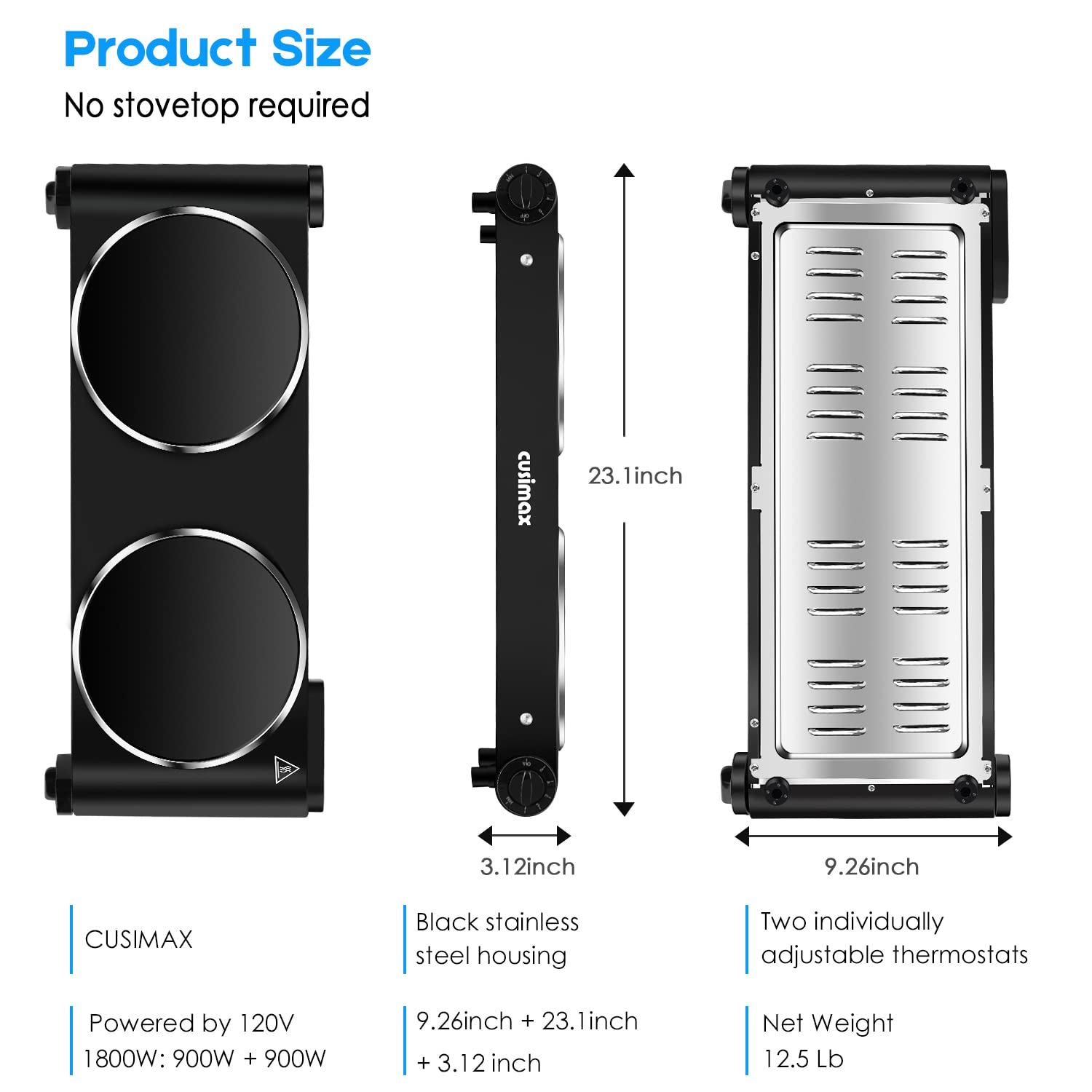 Cusimax ceramic glass cooktop close-up showing even heat surface