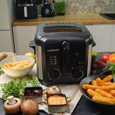 CUSIMAX Electric Deep Fryer 2.5L, 1500W — View Window, Odor-Free Filter