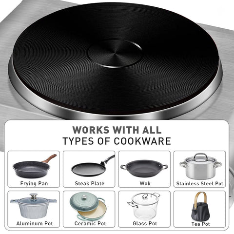 CUSIMAX electric burner in silver stainless steel for durable everyday use