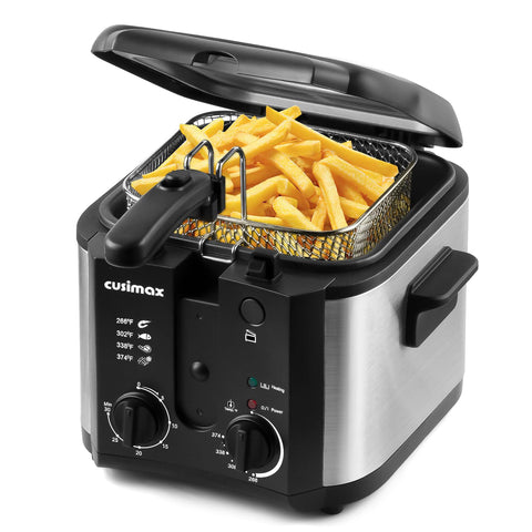 CUSIMAX electric deep fryer 2.5L basket for fast, even frying at home