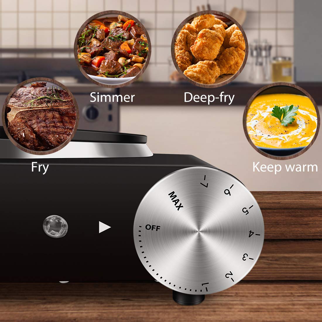 CUSIMAX cast iron top highlighting durable surface for even heating.