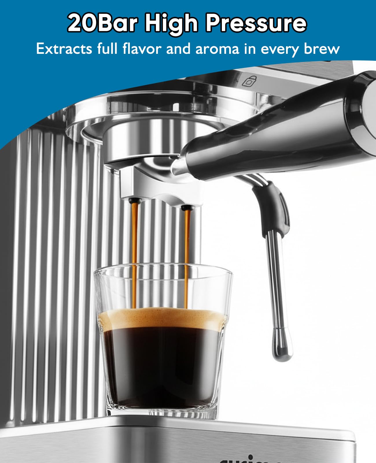 CUSIMAX EM6130 20‑bar pump delivers bold espresso with fast extraction