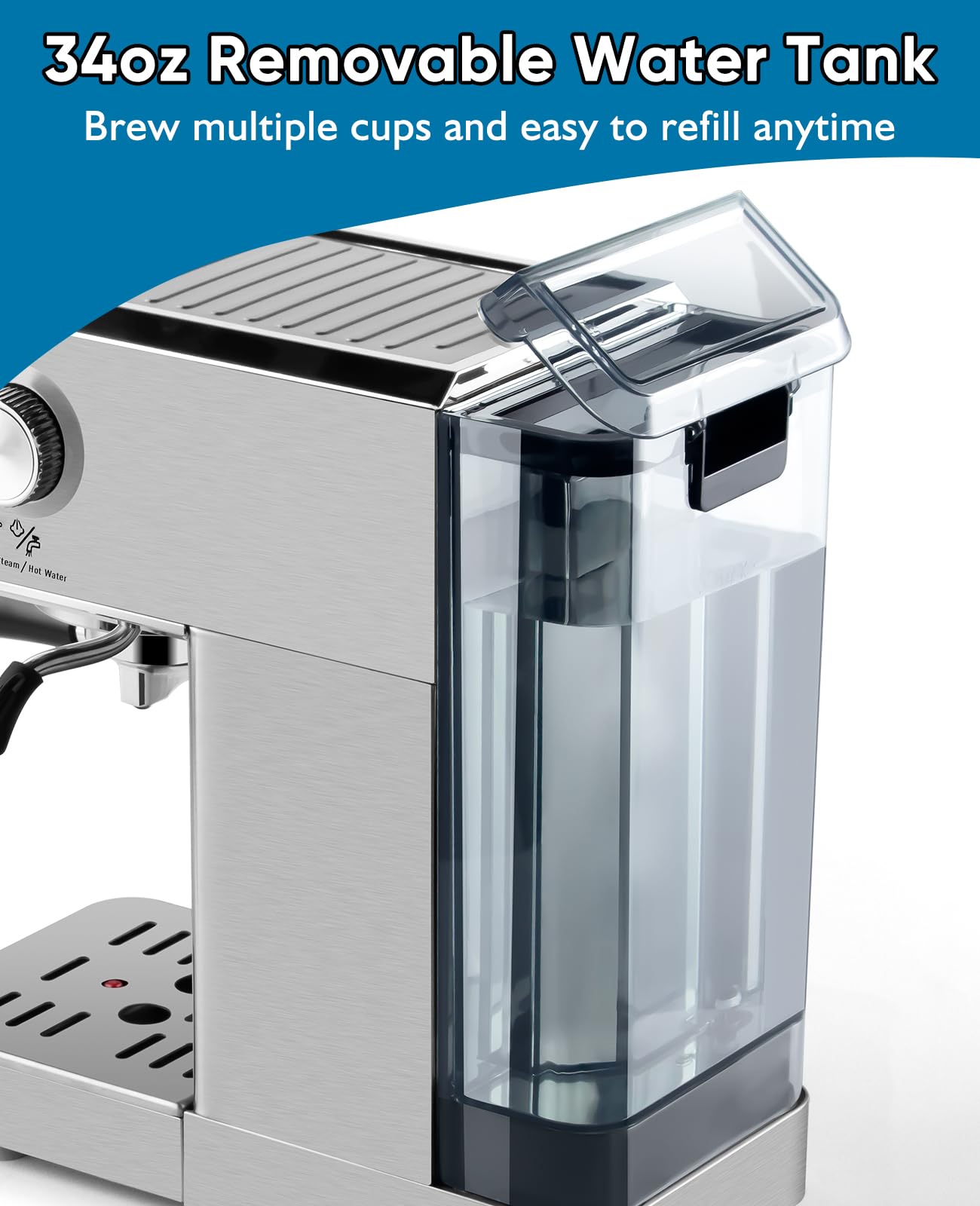 CUSIMAX EM6130 removable water tank for easy refills during sessions