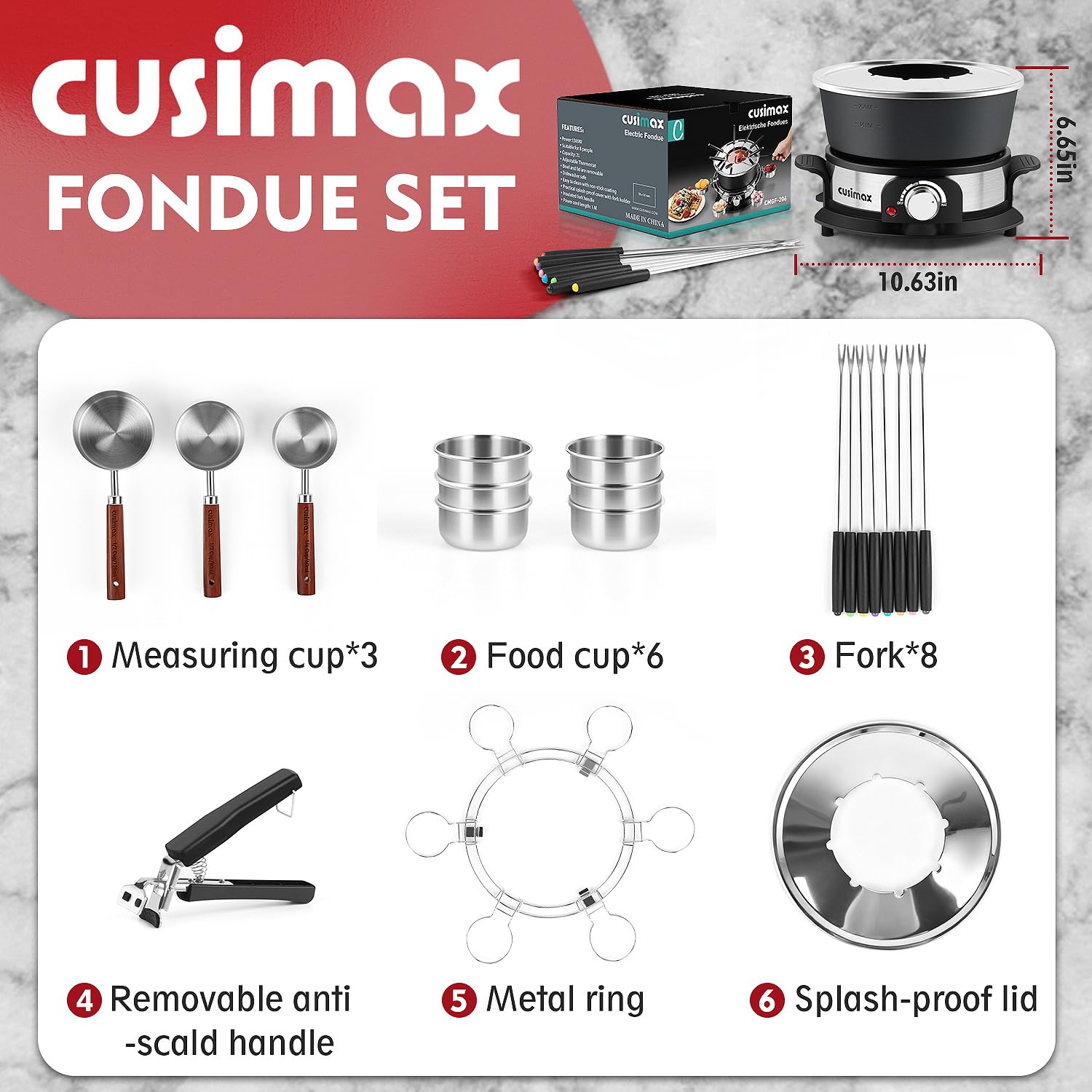CUSIMAX six cups for portioning sauces and accompaniments.