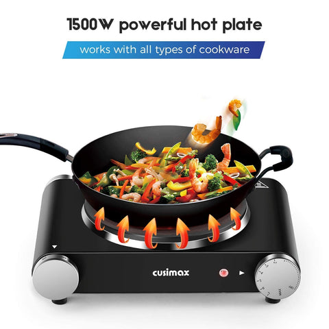 CUSIMAX hot plate non-slip feet keep the unit steady during cooking.