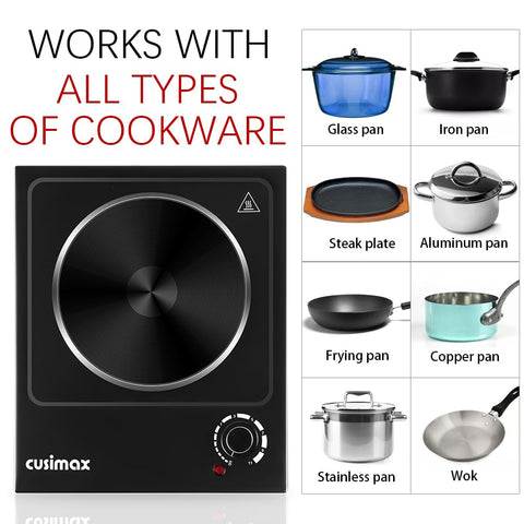 CUSIMAX hot plate 1500W delivers fast heat for quick meals