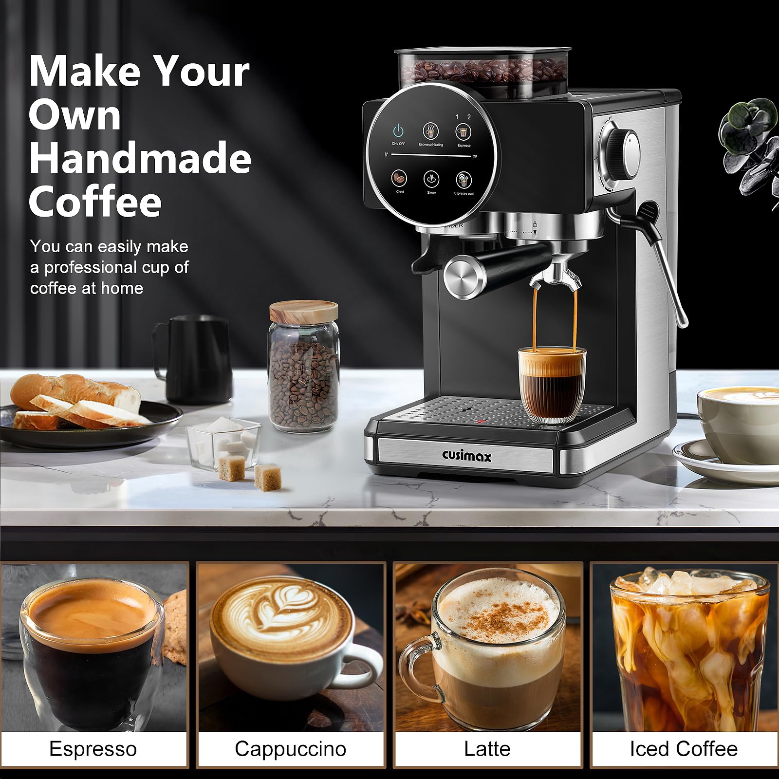 Cusimax hot water dispense – quick hot water for tea or americanos.
