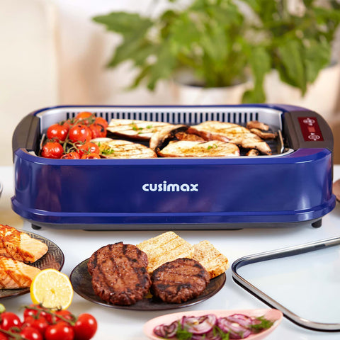 CUSIMAX indoor grill LED display close-up showing precise temperature control.