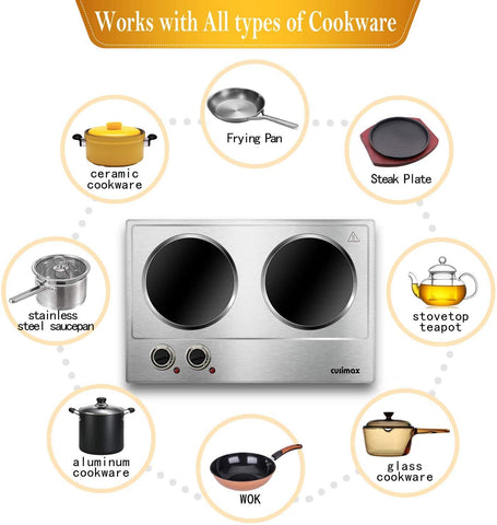 CUSIMAX infrared cooktop highlights compact design and quick heat response.