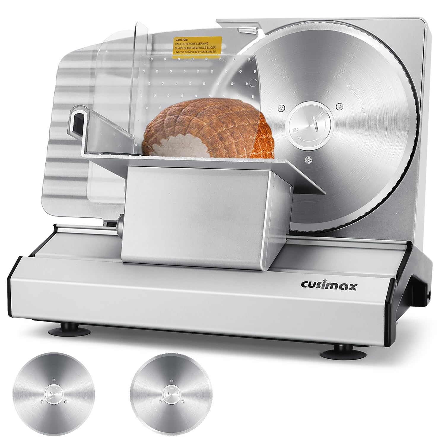 CUSIMAX Meat Slicer with 8.7-inch stainless steel blade for precise slices