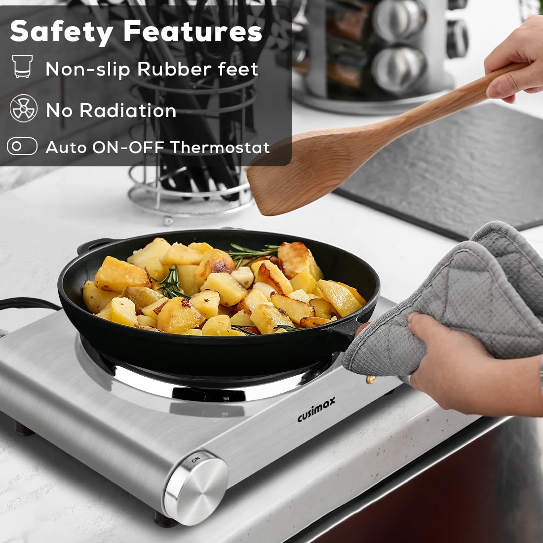 CUSIMAX portable hot plate ideal for dorms, offices, and camping