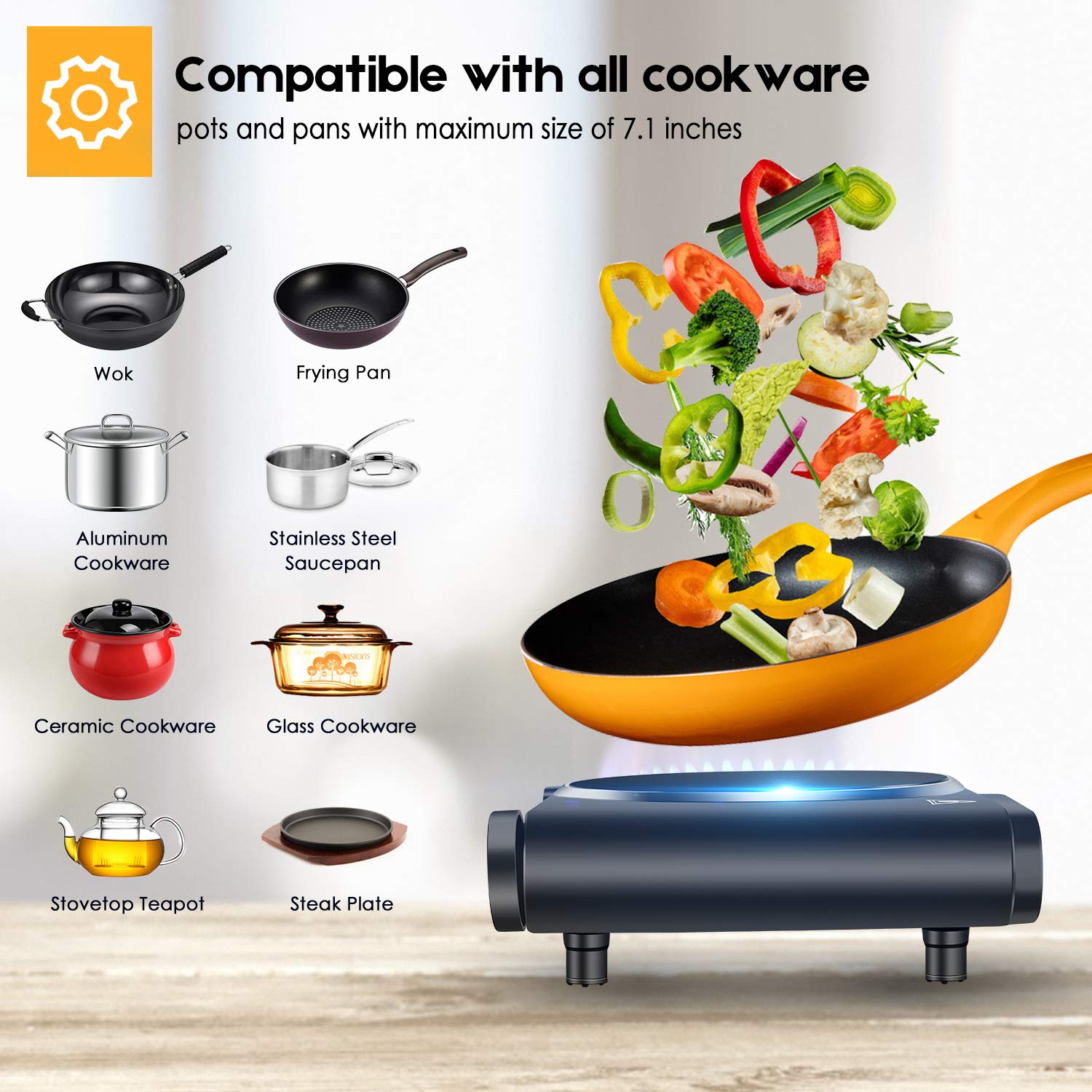 Cusimax ceramic glass top close-up emphasizing easy cleanup and modern look.