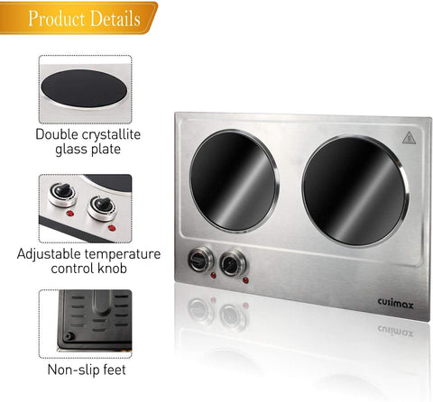 CUSIMAX portable glass-ceramic cooktop designed for small kitchens.