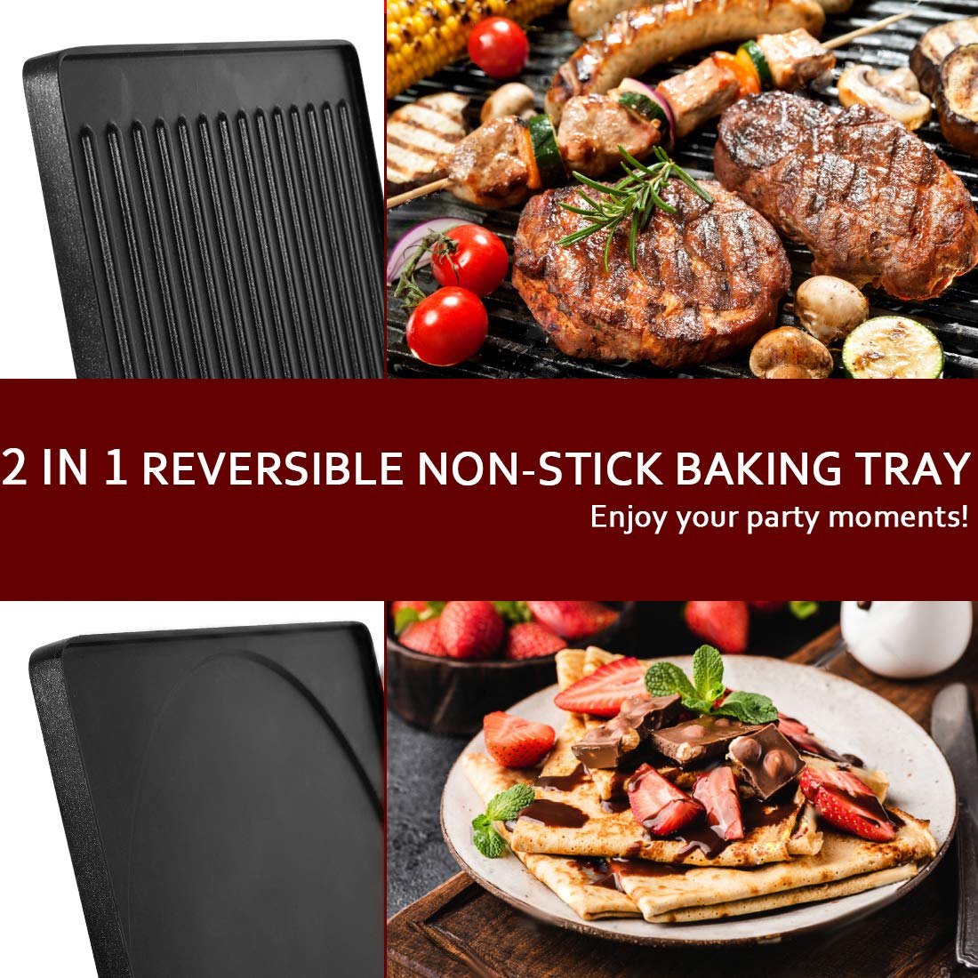 CUSIMAX Raclette Grill with grooved surface highlights grill marks and fat drainage